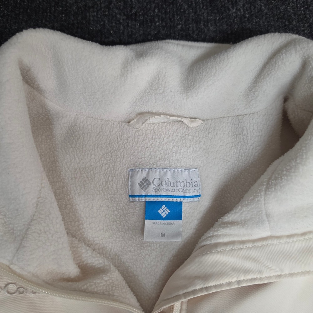 Columbia Sportswear Womens Cream Fleece Lined Softshell Jacket Full Zip Size M